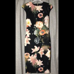 Ted Baker Floral Opulent Bloom Midi Sheath Dress